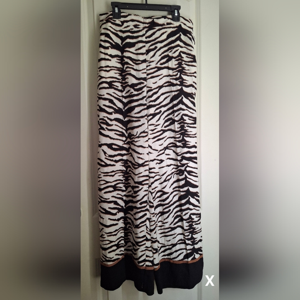 H&M NWT Zebra Print Wide Leg Pants Women's Sz 4 Formal Party Profesional Casual - Picture 2 of 9